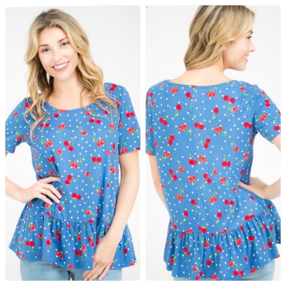 NWT Blue Cherry Babydoll Top NWT Sizes S M L